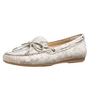 Michael Kors Women's Sutton Moc Flats Shoes Python Leather Natural Size 8 M